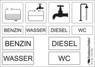Sada nálepiek - značenie vody, splaškov, PHM a