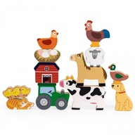 DREVENÉ BLOKY FARMÁRSKE ZVIERATKÁ MONTESSORI POSTAVIČE VIGA SKLADACIE PUZZLE