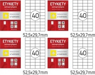 Samolepka na štítok pre tlačiareň A4 52,5x29,7 samolepky na štítok 100 strán x4