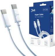 USB-C to C 3mk Hyper kábel 100W biely 2m 5A