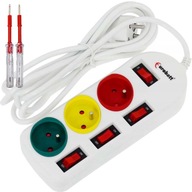 POWER STRIP 3m predlžovací kábel, vypínače, 3 zásuvky, uzemnenie