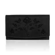 Dámska kožená peňaženka Black Rfid T-01 Flowers