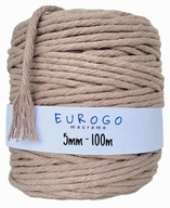 Macrame Cord Twisted Cotton Ecological Béžová 100m 5mm