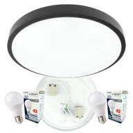 Okrúhle stropné svietidlo + 2x E27 LED žiarovky 10W Neutral Black Prisadené