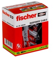 FISCHER DUOPOWER UNIVERZÁLNE ČEPY ČEP SO SKRUTKOU 12x60 S 10 ks ORIGINÁL