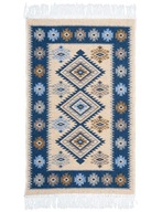 Koberec Kilim tkaný so strapcami BOHO, námornícka modrá, 50x80cm