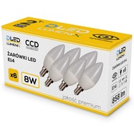 6x E14 LED sviečková žiarovka 8W SMD 858lm Efektívna PREMIUM CCD NEBLIKÁ