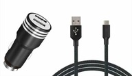 2xUSB nabíjačka do auta + kábel USB typu C 2,4A