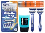 4x GILLETTE BLUE 3 JEDNORÁZOVÉ ŽIELKY PENA NA HOLENIE + GÉL PO HOLENÍ