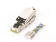 RJ45 modulárna zástrčka, kat. 6A, PoE+, 10GbE, STP, tienená, kovová, bez náradia