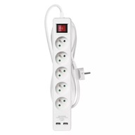 EMOS Predlžovací pásik 5x2P+Z s USB portami /3m/