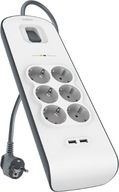 Belkin BSV604VF2M predlžovací kábel 6 zásuviek 2 m biela