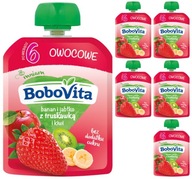 6 x 80 g Bobovita Mousse Banán Jahody Jahoda Kiwi