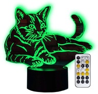 CAT 3D LED NOČNÁ LAMPA DARČEK + DIAĽK