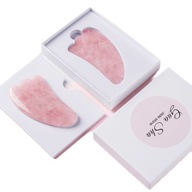 Prírodný kameň Rose Quartz Gua Sha na masáž tváre + puzdro