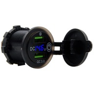 3.0 QC USB NABÍJAČKA DO AUTOMOBILU VOLTMETER MODRÁ