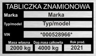 GRAVENÝ náhradný štítok pre príves, auto alebo stroj