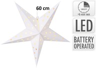 LED STAR papierová biela 60 cm batériová TIMER hviezda svietiaca do okna