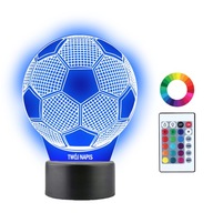 3D LED futbalové nočné svetlo s gravírovaním názvu diaľkového ovládača