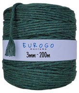 Macrame Cord Twisted Cotton Ecological Green 200m 3mm