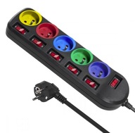 MACLEAN POWER STRIP, 5-ZÁSUVKOVÝ PREdlžovací kábel