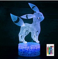 3D LED LAMPA POKEMON GO EEVEE PIKACHU LAMPA 16 FAREB + DIAĽKOVÉ