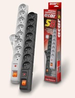 Acar Power strip S8 3M 8 zásuviek, šedá