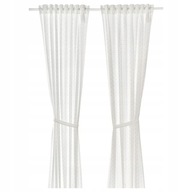 IKEA LINEN Záves s bodkovanými kravatami/biela120x300