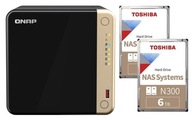 QNAP TS-464-4G + 2x 6TB súborový server Toshiba NAS