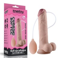 STRIEKANIE DILDO PENISU SO SEMENNÍKMI A STRIEKANÍM 23CM