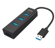 Unitek Y-3089 pasívny rozbočovač USB rozbočovač 4 porty USB 3.0 5 Gbit/s čierny