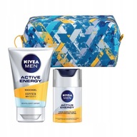 NIVEA MEN Čistiaci gél na tvár 100ml + Krém s kofeínom 50ml + Kozmetická taštička