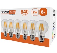 6x E27 LED vlákno 8W Edisonova žiarovka Dekoratívne loft