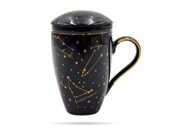 Darčekový hrnček, infuzér, vrchnák, 300 ml Zodiak Black PORCELANA BOGUCICE