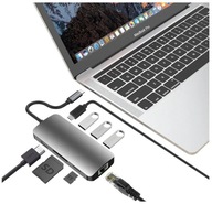 HUB USB-C HDMI 4k PD napájanie USB LAN 1 Gbps