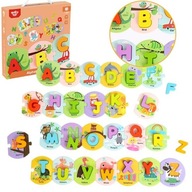 TOOKY TOY Drevené puzzle Montessori puzzle Učenie písmen abecedy Slová A