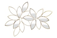 Nástenná dekorácia zlaté kvety kovové zrkadlo