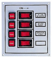 Elektrická doska jachtový panel 12V 4 spínače