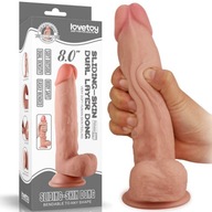 Nahé dildo s prísavkou, 20 cm, pohyblivá koža