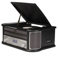 MUSIC CENTER RETRO DREVENÝ RÁDIO GRAFÓN DAB+ FM AUX KAZETA, ČIERNA