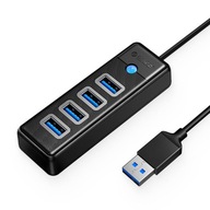 Adaptér USB Hub na 4x USB 3.0 Orico, 5 Gbps, 0,15 m čierny