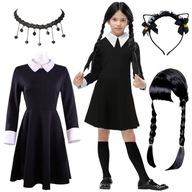 Wednesday Addams Outfit Šaty Cosplay Maškarné Doplnky k parochni S