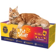 Petstory SET mokré krmivo CAT mokré krmivo 70% mäso MIX CHUTÍ 40x100g