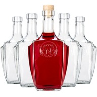 5x BONAPARTE SKLENENÉ FĽAŠE 500 ml PRE VÍNO BIMBERS WHISKY LIKÉRY S KORKOM