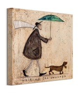 Sam Toft Walking with the Dog - maľba na plátne 40x40 cm