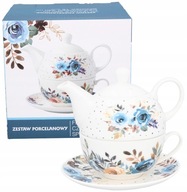 PORCELÁNOVÁ kanvica s hrnčekom, čajová súprava 390ml, KVET AKO DARČEK