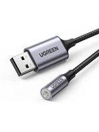 AUDIO ADAPTÉR UGREEN CM477, USB TO MINI KONEKTOR 3,5 MM AUX (SEDÝ)