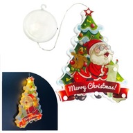 Svietiaca vianočná dekorácia na okno, LED teplá biela vitráž, mikulášsky vianočný stromček