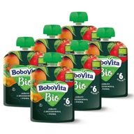 Bobovita BIO Jablko, broskyňa, dulový penový SET 6x80g