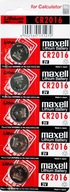 5x LÍTIOVÝ BATÉRIOVÝ KĽÚČ 3V CR2016 MAXELL CR 2016